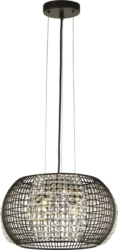 Lampadario-Contemporaneo-Cage-Acciaio-Nero-Vetro-Trasparente-4-Luci-G9