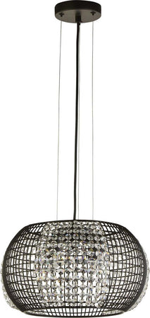 Lampadario-Contemporaneo-Cage-Acciaio-Nero-Vetro-Trasparente-4-Luci-G9