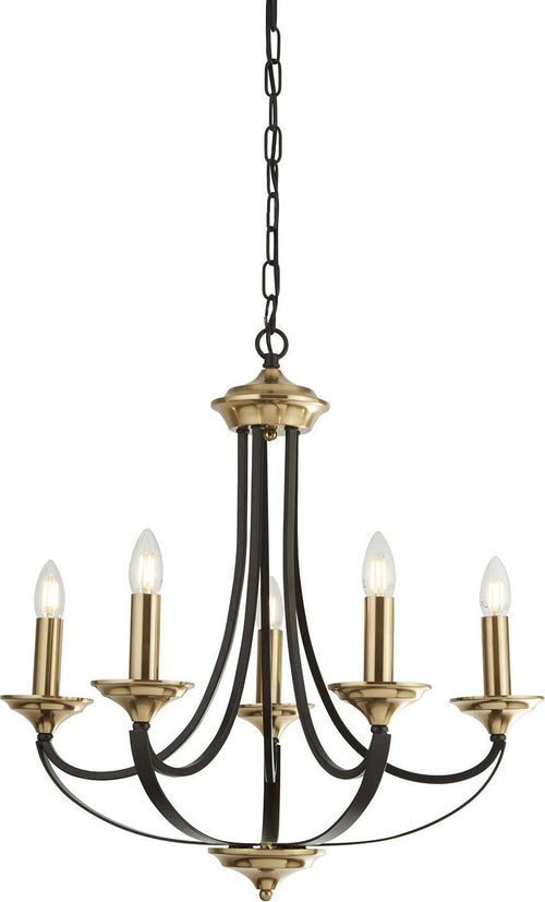 Lampadario-Contemporaneo-Campanile-Acciaio-Bronzo-Marrone-5-Luci-E14