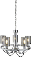 Lampadario-Contemporaneo-Catalina-Acciaio-Cromo-Vetro-Fumè-5-Luci-E14