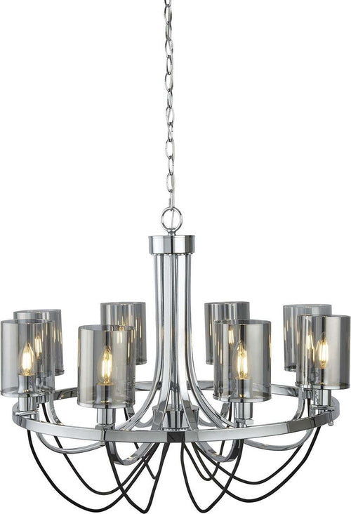 Lampadario-Contemporaneo-Catalina-Acciaio-Cromo-Vetro-Fumè-8-Luci-E14