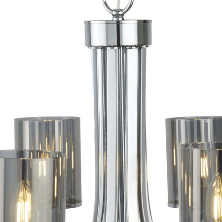 Lampadario-Contemporaneo-Catalina-Acciaio-Cromo-Vetro-Fumè-8-Luci-E14