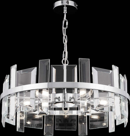 Lampadario-Contemporaneo-Cerezo-Metallo-Cromo-5-Luci-Diffusori-Vetro-E-Metallo