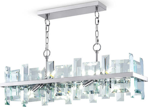 Lampadario-Contemporaneo-Cerezo-Metallo-Cromo-8-Luci-Diffusori-Vetro-E-Metallo