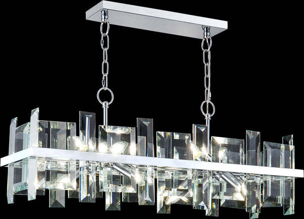 Lampadario-Contemporaneo-Cerezo-Metallo-Cromo-8-Luci-Diffusori-Vetro-E-Metallo