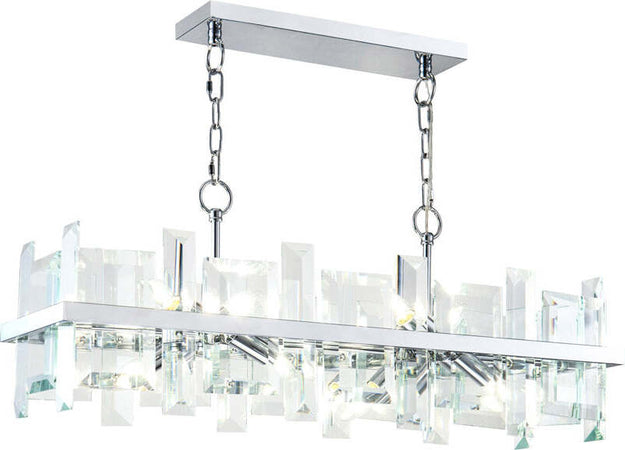 Lampadario-Contemporaneo-Cerezo-Metallo-Cromo-8-Luci-Diffusori-Vetro-E-Metallo