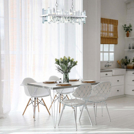 Lampadario-Contemporaneo-Cerezo-Metallo-Cromo-8-Luci-Diffusori-Vetro-E-Metallo