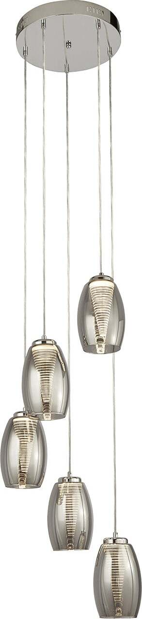 Lampadario-Contemporaneo-Ciclon-Acciaio-Cromo-Vetro-Fumè-Led-27W-3000K