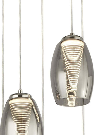 Lampadario-Contemporaneo-Ciclon-Acciaio-Cromo-Vetro-Fumè-Led-27W-3000K