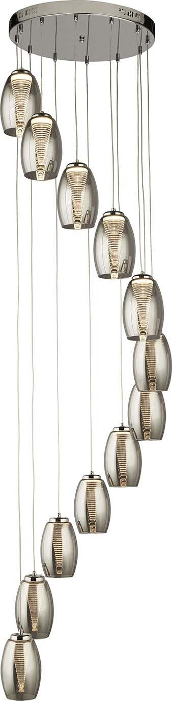 Lampadario-Contemporaneo-Ciclon-Acciaio-Cromo-Vetro-Fumè-Led-63W-3000K