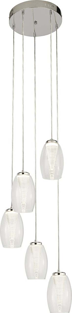 Lampadario-Contemporaneo-Ciclon-Acciaio-Cromo-Vetro-Trasparente-Led-27W-3000K