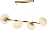 Lampadario-Contemporaneo-Ciottolo-Acciaio-Ottone-Vetro-Bianco-4-Luci-G9