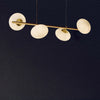 Lampadario-Contemporaneo-Ciottolo-Acciaio-Ottone-Vetro-Bianco-4-Luci-G9