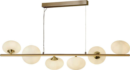 Lampadario-Contemporaneo-Ciottolo-Acciaio-Ottone-Vetro-Bianco-6-Luci-G9