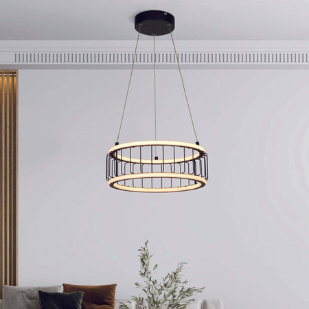 Lampadario-Contemporaneo-Circolo-Alluminio-Bianco-Silicone-Nero-Led-40W-3000K