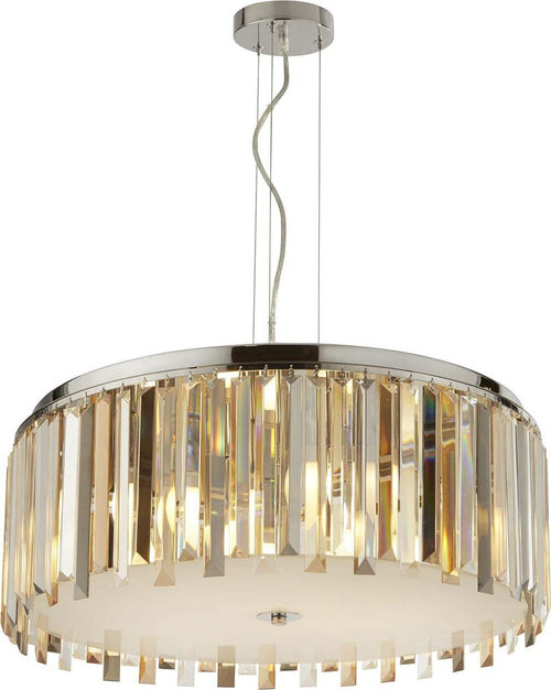 Lampadario-Contemporaneo-Clarissa-Acciaio-Cromo-Vetro-Bianco-5-Luci-E14