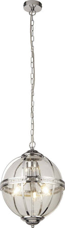 Lampadario-Contemporaneo-Corona-Acciaio-Cromo-Vetro-3-Luci-E14