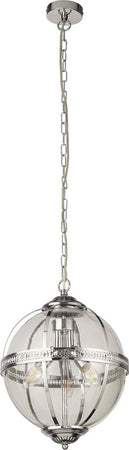 Lampadario-Contemporaneo-Corona-Acciaio-Cromo-Vetro-3-Luci-E14
