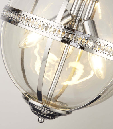 Lampadario-Contemporaneo-Corona-Acciaio-Cromo-Vetro-3-Luci-E14