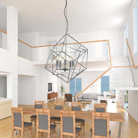 Lampadario-Contemporaneo-Cubo-Acciaio-Cromo-5-Luci-E14