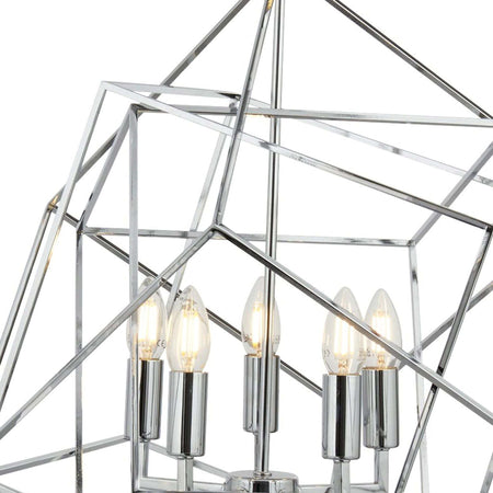 Lampadario-Contemporaneo-Cubo-Acciaio-Cromo-5-Luci-E14