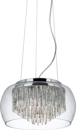 Lampadario-Contemporaneo-Curva-Acciaio-Cromo-Vetro-Trasparente-4-Luci-G9