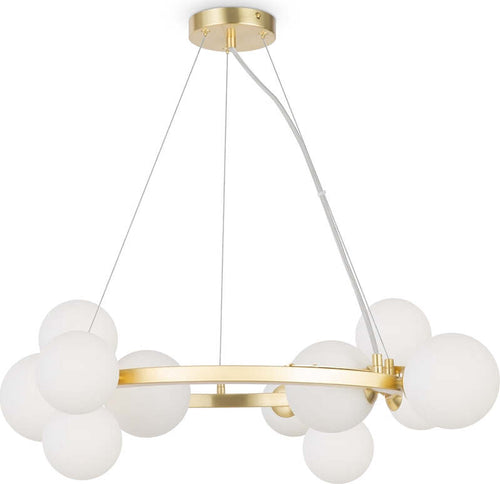Lampadario-Contemporaneo-Dallas-Metallo-Bianco-11-Luci-Diffusori-Vetro-Bianco