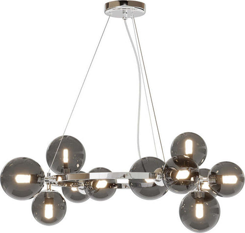 Lampadario-Contemporaneo-Dallas-Metallo-Cromo-11-Luci-Diffusori-Vetro-Fumè