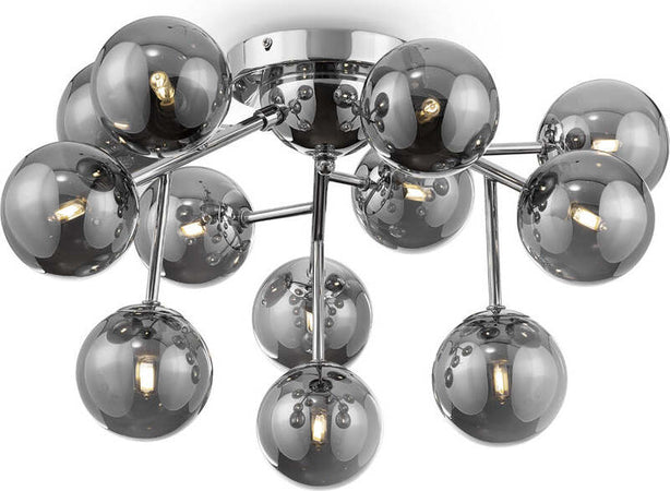 Lampadario-Contemporaneo-Dallas-Metallo-Cromo-12-Luci-Diffusori-Fumè