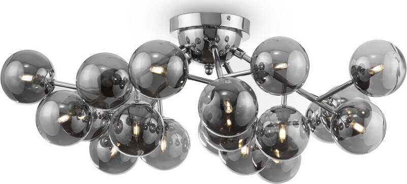 Lampadario-Contemporaneo-Dallas-Metallo-Cromo-20-Luci-Diffusori-Fumè
