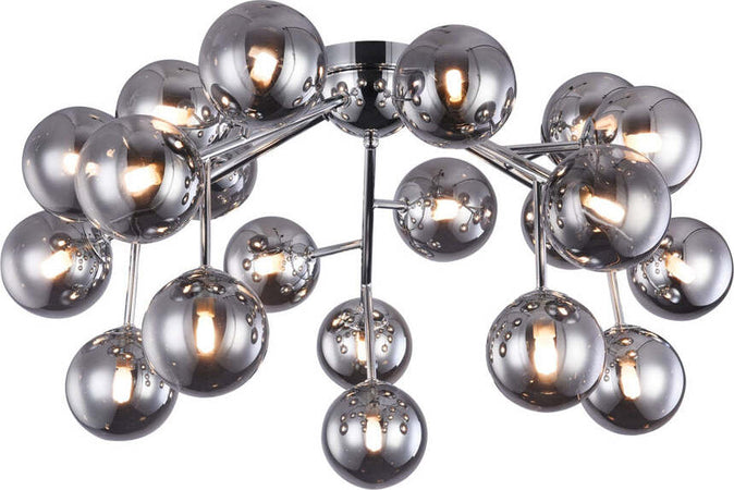 Lampadario-Contemporaneo-Dallas-Metallo-Cromo-20-Luci-Diffusori-Fumè