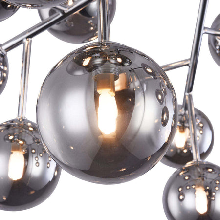 Lampadario-Contemporaneo-Dallas-Metallo-Cromo-20-Luci-Diffusori-Fumè