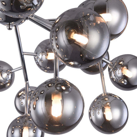 Lampadario-Contemporaneo-Dallas-Metallo-Cromo-20-Luci-Diffusori-Fumè