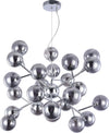 Lampadario-Contemporaneo-Dallas-Metallo-Cromo-24-Luci-Diffusori-Fumè