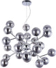 Lampadario-Contemporaneo-Dallas-Metallo-Cromo-24-Luci-Diffusori-Fumè
