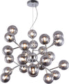Lampadario-Contemporaneo-Dallas-Metallo-Cromo-24-Luci-Diffusori-Fumè