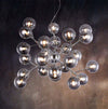 Lampadario-Contemporaneo-Dallas-Metallo-Cromo-24-Luci-Diffusori-Fumè