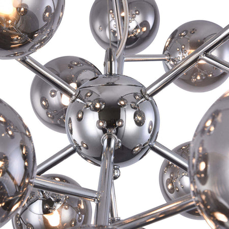 Lampadario-Contemporaneo-Dallas-Metallo-Cromo-24-Luci-Diffusori-Fumè