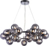 Lampadario-Contemporaneo-Dallas-Metallo-Cromo-25-Luci-Diffusori-Fumè