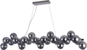 Lampadario-Contemporaneo-Dallas-Metallo-Cromo-25-Luci-Diffusori-Vetro-Fumè