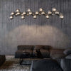 Lampadario-Contemporaneo-Dallas-Metallo-Cromo-25-Luci-Diffusori-Vetro-Fumè