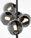 Lampadario-Contemporaneo-Dallas-Metallo-Nero-6-Luci-Diffusori-Vetro-Specchiato