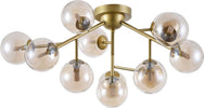 Lampadario-Contemporaneo-Dallas-Metallo-Oro-12-Luci-Diffusori-Ambra