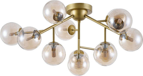Lampadario-Contemporaneo-Dallas-Metallo-Oro-12-Luci-Diffusori-Ambra