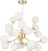 Lampadario-Contemporaneo-Dallas-Metallo-Oro-24-Luci-Diffusori-Bianco-Opaco
