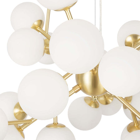 Lampadario-Contemporaneo-Dallas-Metallo-Oro-24-Luci-Diffusori-Bianco-Opaco