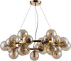 Lampadario-Contemporaneo-Dallas-Metallo-Oro-25-Luci-Diffusori-Ambra