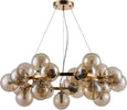 Lampadario-Contemporaneo-Dallas-Metallo-Oro-25-Luci-Diffusori-Ambra