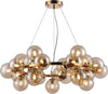 Lampadario-Contemporaneo-Dallas-Metallo-Oro-25-Luci-Diffusori-Ambra