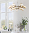 Lampadario-Contemporaneo-Dallas-Metallo-Oro-25-Luci-Diffusori-Ambra